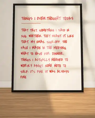 Things I Overthought Today handwritten quote print