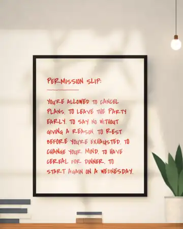 Permission Slip handwritten quote print